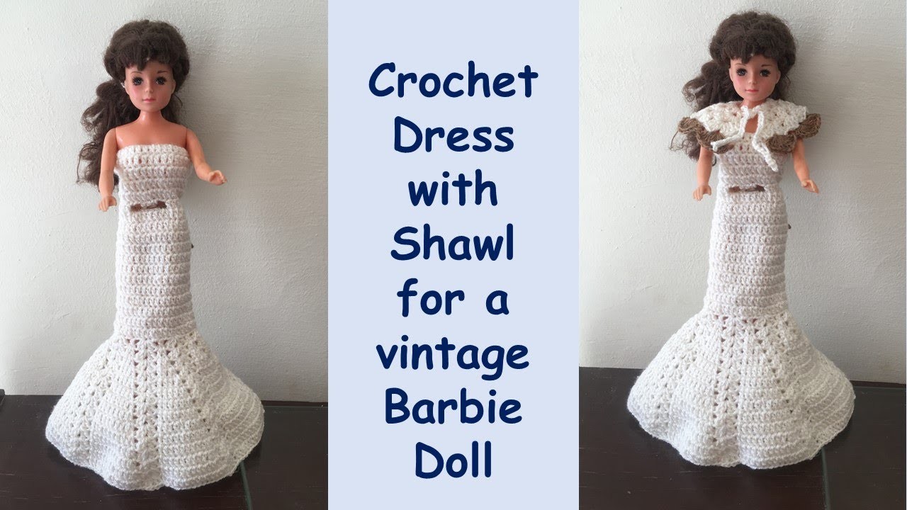 Crochet Dress for a vintage Barbie Doll bought from  charity shop