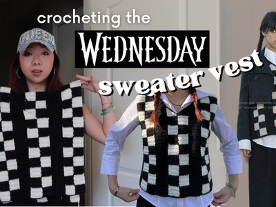 Crocheting the wednesday addams checkered sweater vest (tutorial & pattern)