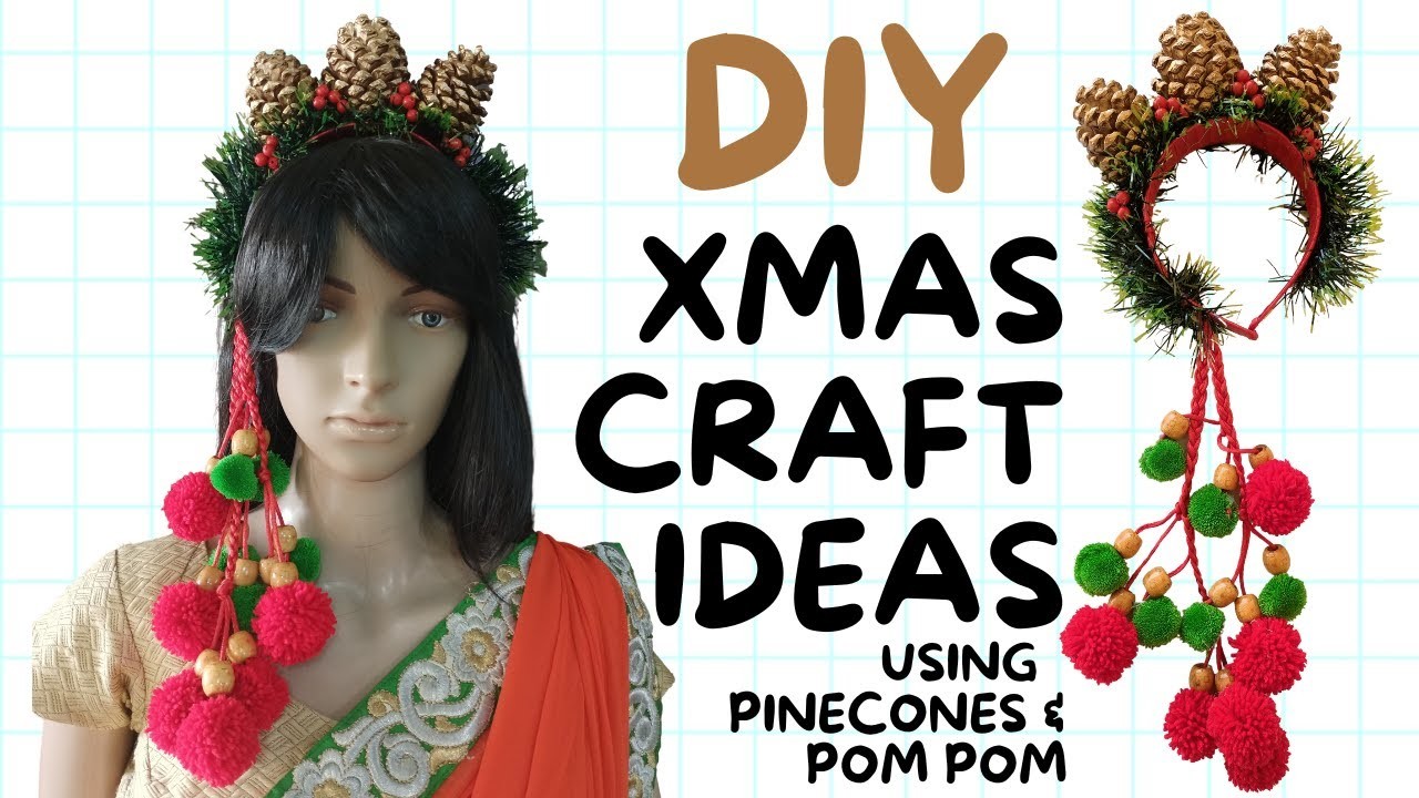 DIY Christmas Hair Accessory || Stylish Floral POM POM Christmas Headband || Christmas Craft||