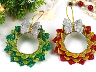 DIY Christmas Wreath Ornament From Glitter Foam sheet | Christmas Decoration Ideas