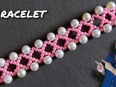 DIY PINK PEARL BRACELET SIMPLE AND EASY DESIGN | Handmade Jewellery Making Ideas