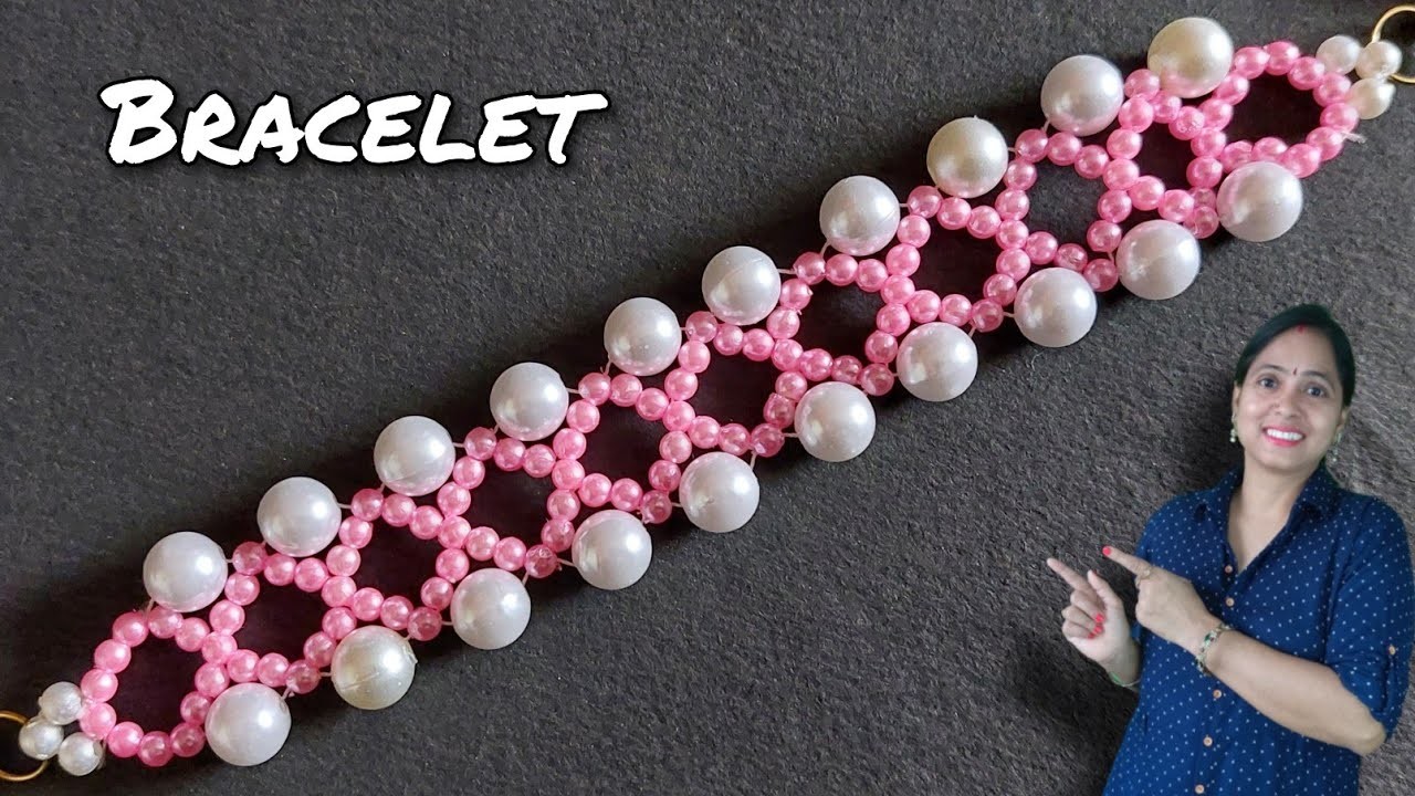 DIY PINK PEARL BRACELET SIMPLE AND EASY DESIGN | Handmade Jewellery Making Ideas