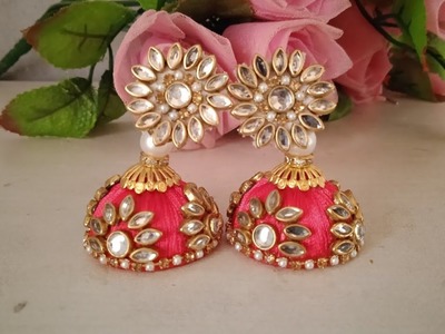 DIY.Simple And Beautiful Silk Thread Jhumka.Silk Thread Earring Making. Earring