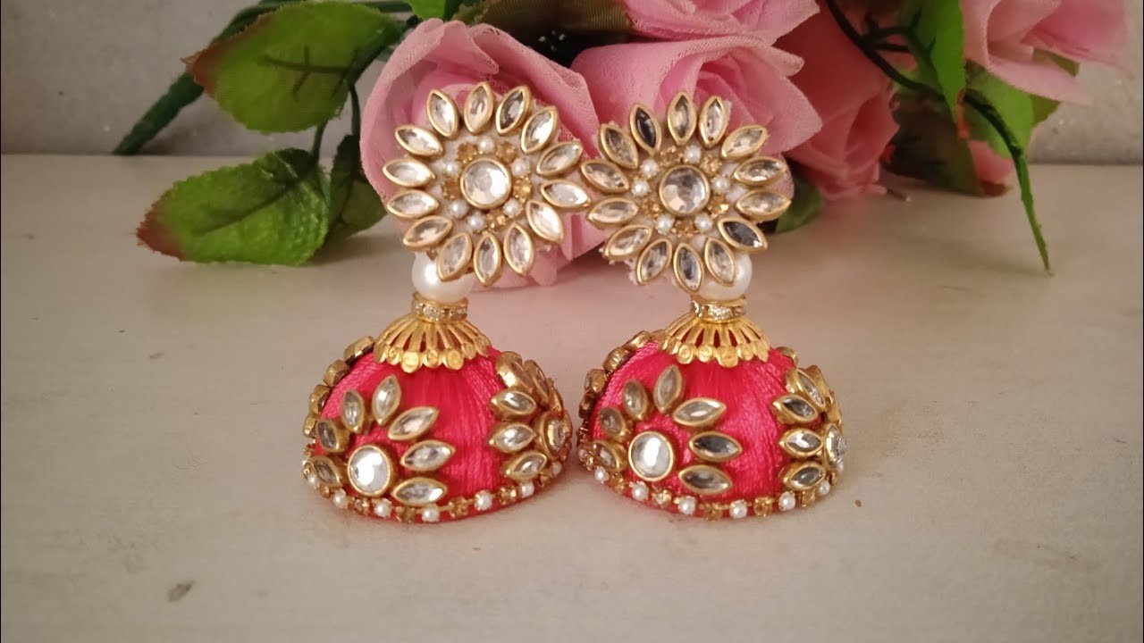 DIY.Simple And Beautiful Silk Thread Jhumka.Silk Thread Earring Making. Earring