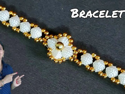 DIY SIMPLE PEARL BRACELET DESIGN  . Pearl Jewelry Making Ideas.Handmade Jewellry Ideas At Home