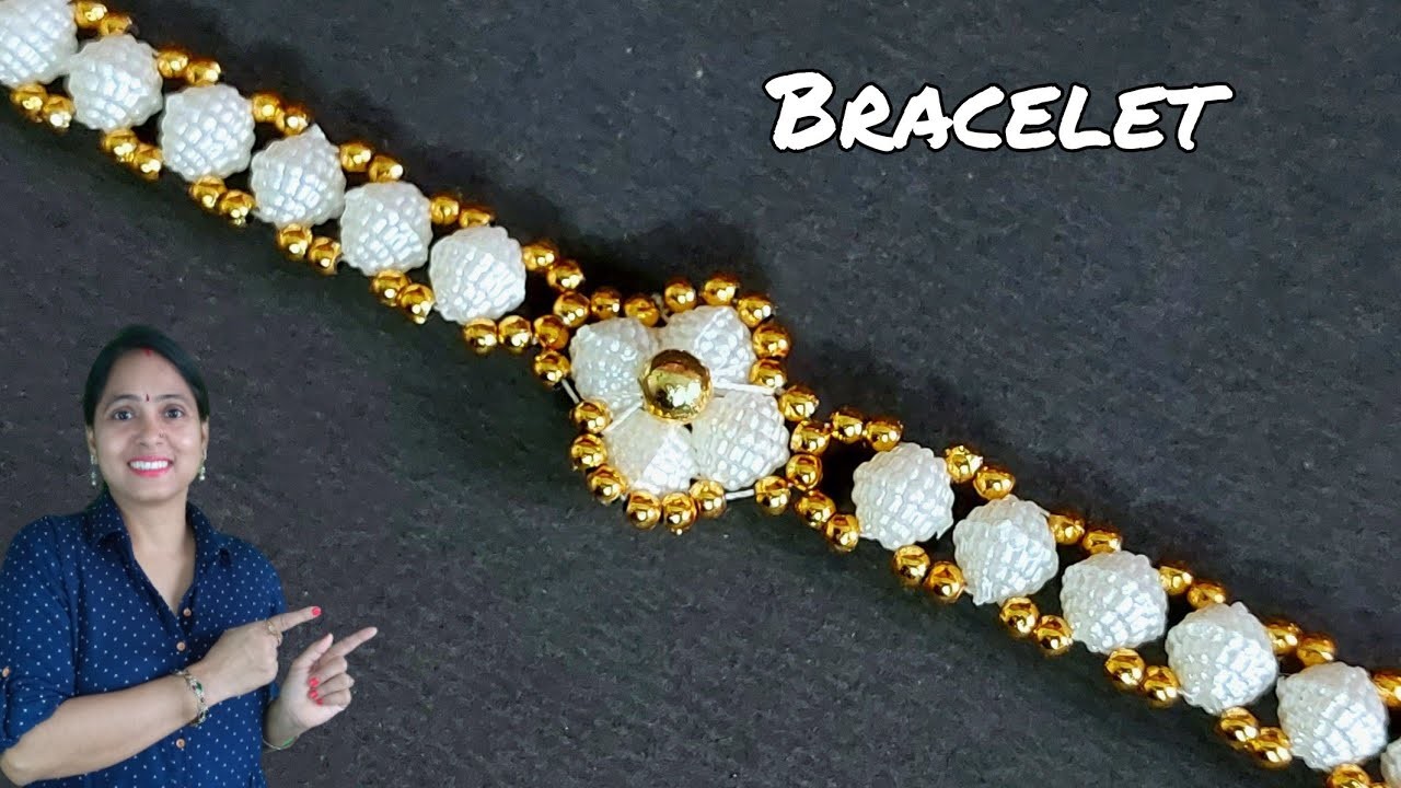 DIY SIMPLE PEARL BRACELET DESIGN  . Pearl Jewelry Making Ideas.Handmade Jewellry Ideas At Home