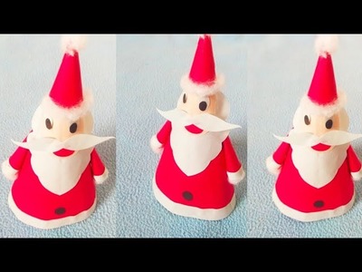 Easy Santa Claus making with paper. Christmas craft ideas 25 December. beautiful Santa Claus
