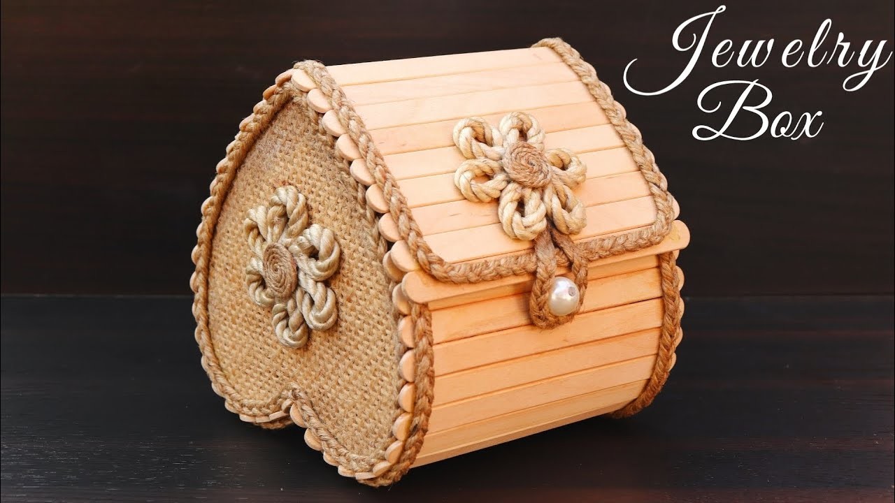 Handmade Jewery Box Making with Jute,Cardboard and Popsicle Sticks | DIY Jewelry Organizer