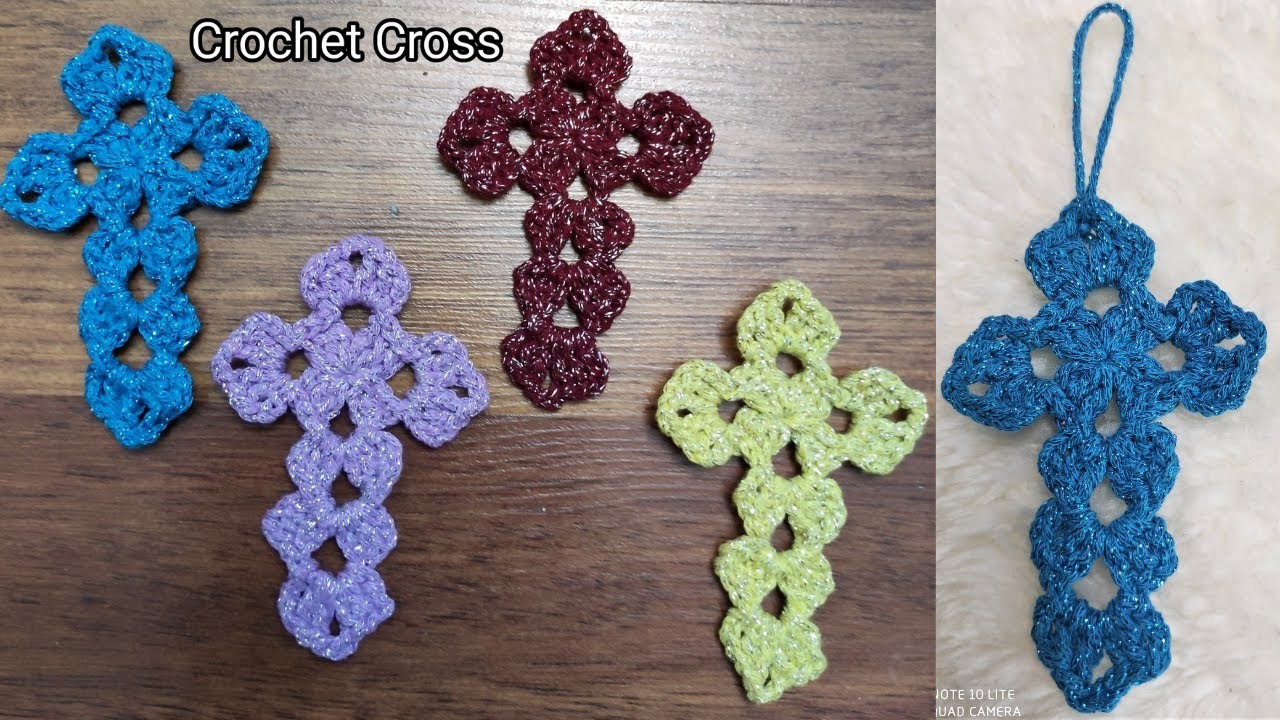 HOW TO CROCHET CROSS ✔ VERY EASY CROCHET CROSS PATTERN ✔ CROCHET CROSS AS CHRISTMAS TREE ORNAMENT ✔