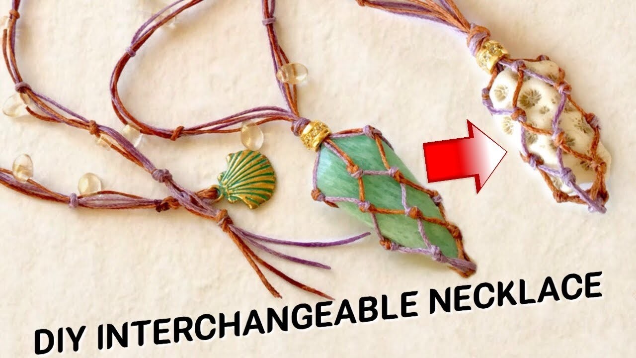 Making Beaded Jewelry | DIY Interchangeable Necklace | Macrame Crystal Necklace | Crystal Wrapping