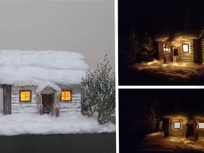 Miniature Christmas House. Miniature cardboard house. Cardboard craft idea