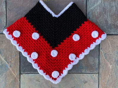 Minnie Mouse inspired poncho newborn-adult easy and fast.crochet Minnie Mouse poncho step by step