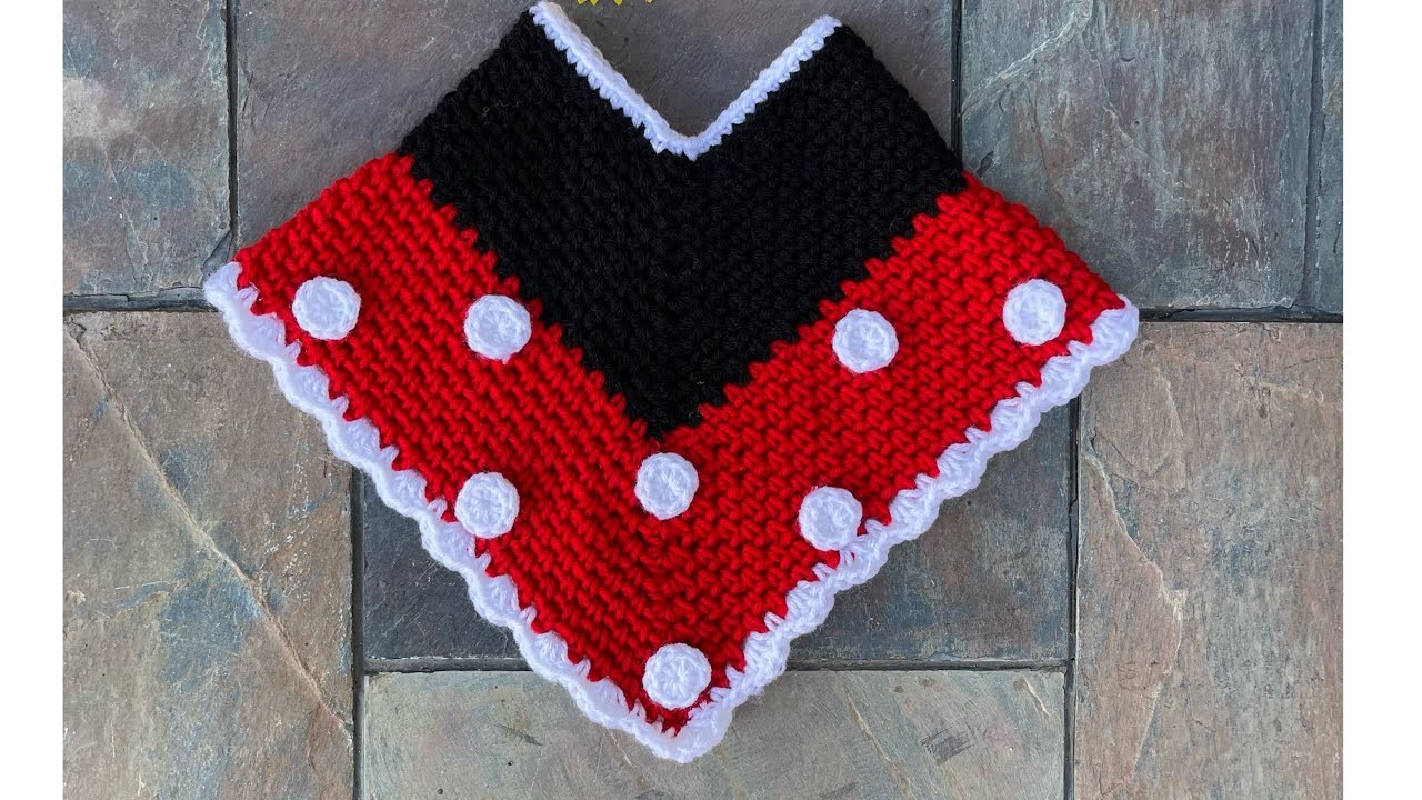 Minnie Mouse inspired poncho newborn-adult easy and fast.crochet Minnie Mouse poncho step by step