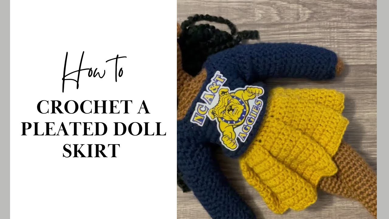 Pleated crochet doll skirt (crochet school skirt)