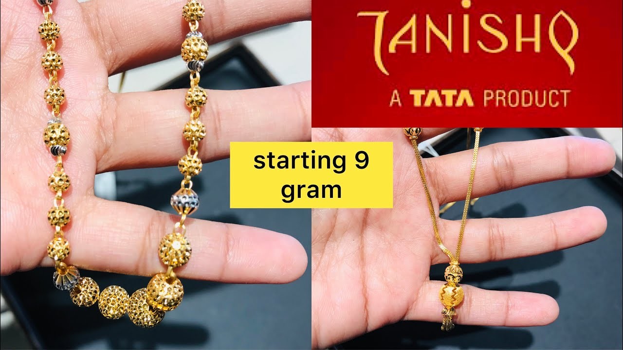 Tanishq Lightweight Modern Design Gold Matarmala and stylish chain with weight & price || #tanishq