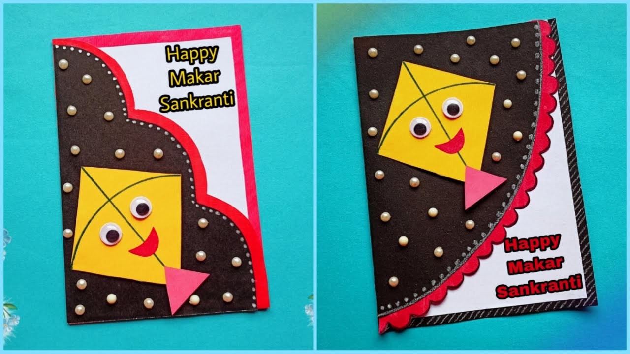 2 easy Makar Sankranti card making idea | Paper kite craft | Makar Sankranti craft making idea