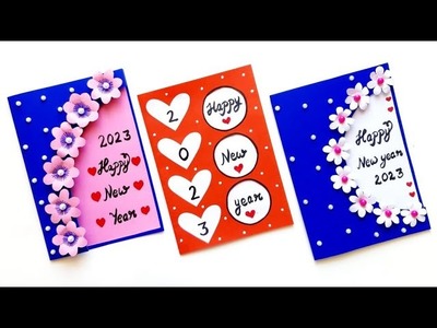 3 DIY New Year Greeting Card 2023.Handmade Happy New year card making idea.How to make greeting card