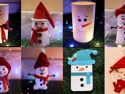 8 Snowman Crafts.Snowman decoration ideas at home.Snowman Craft making ideas #snowmanmaking