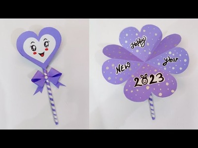 DIY : Cute New year greeting card 2023. happy new year card making ideas. handmade New year card
