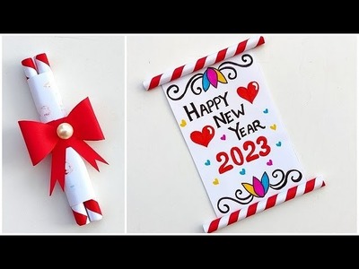 DIY Happy new year greeting card 2023. Handmade new year card making. New year special card ideas