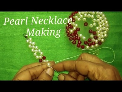 DIY Pearl Necklace Making at home. Pearl Jewellery making. How To make Necklace at home