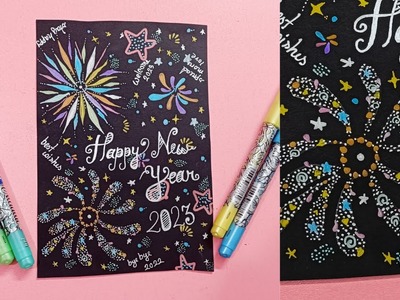Doms Brush Pen Art Idea for Beginners | New Year Card Making for Kids #doms #newyear