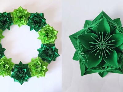 Easy origami LARGE WREATH | How to make a paper Christmas wreath
