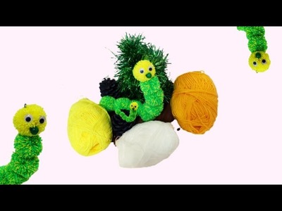 Easy worm making idea with wool for beginner.Amazing woolen doll craft.pom pom.make pom pom for kids
