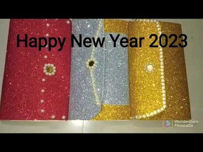 Handmade New year 2023 gift making from glitter foam sheet. glitter foam sheet purse.handmade gift