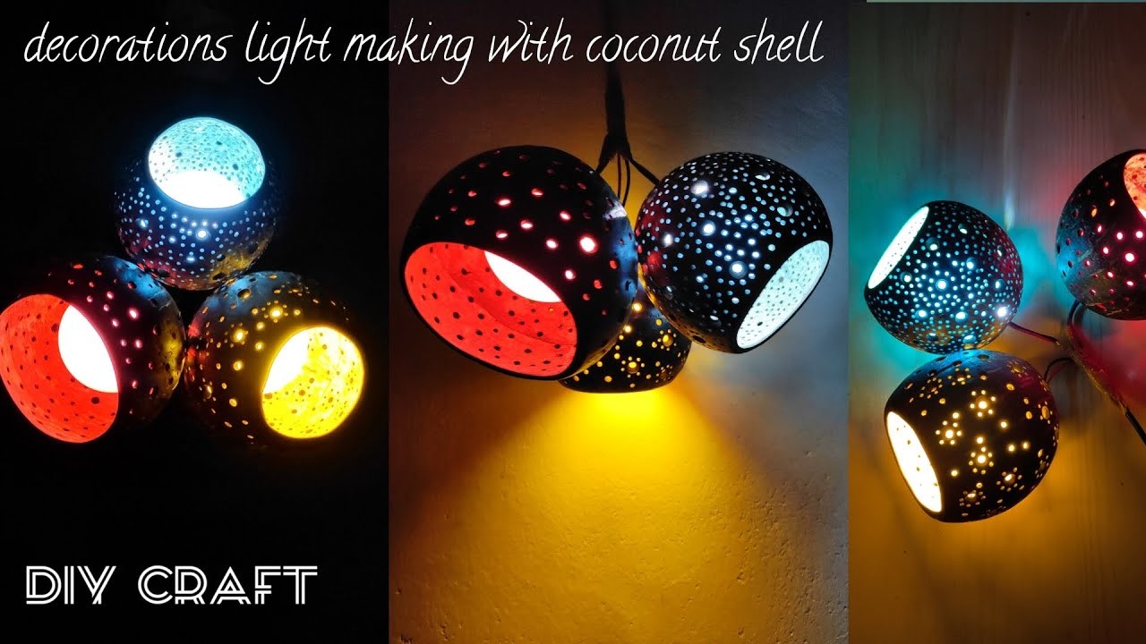 Home decoration light making with coconut shell | DIY craft idea | coco crab
