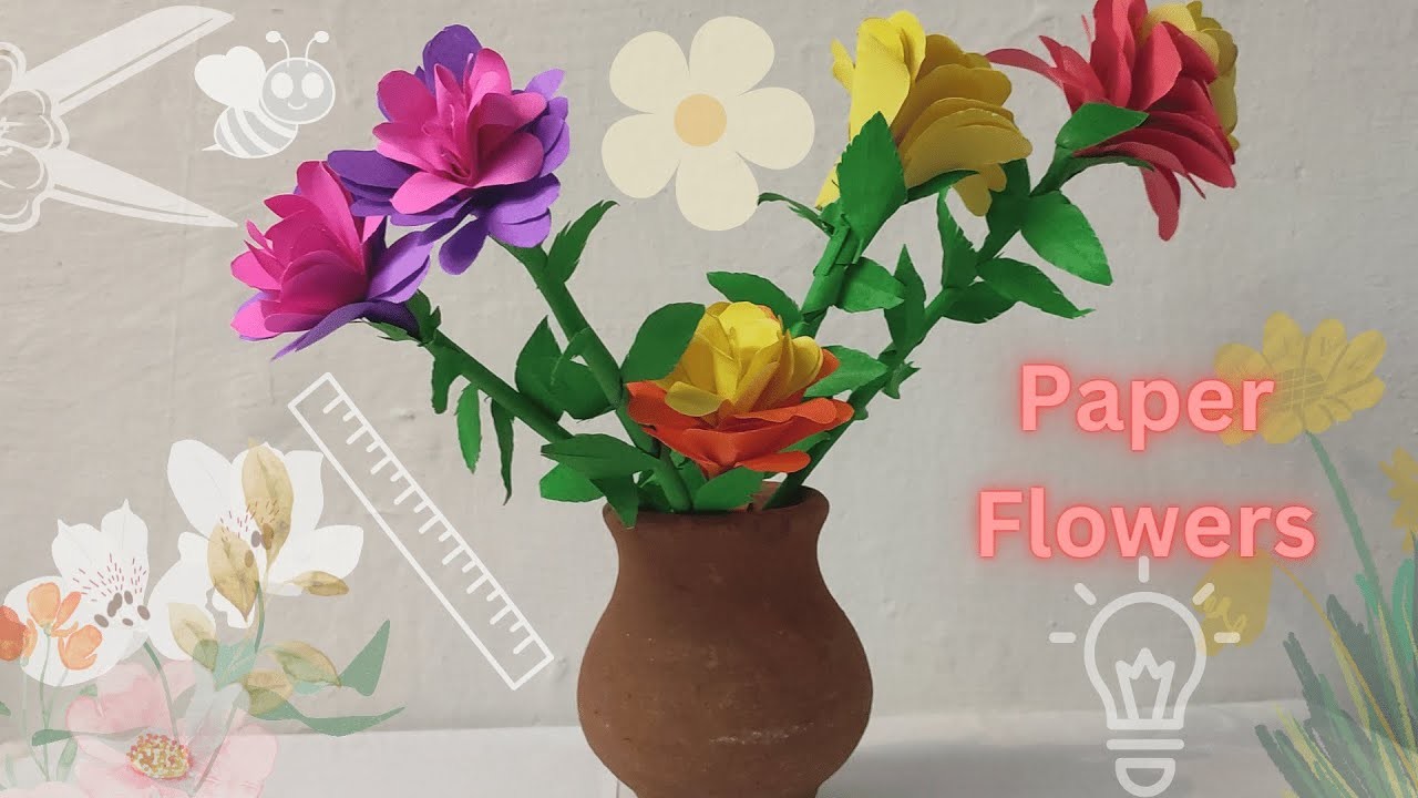 How to make beautiful flowers with paper - small paper flowers easy -  diy paper craft - handmade