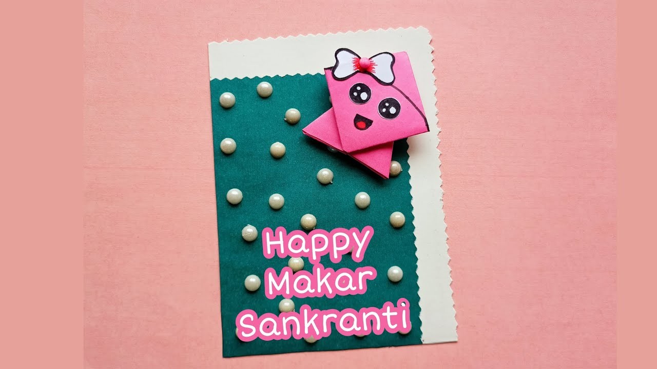 How to make Makar Sankranti card with origami kite | Paper kite craft | Makar Sankranti craft making