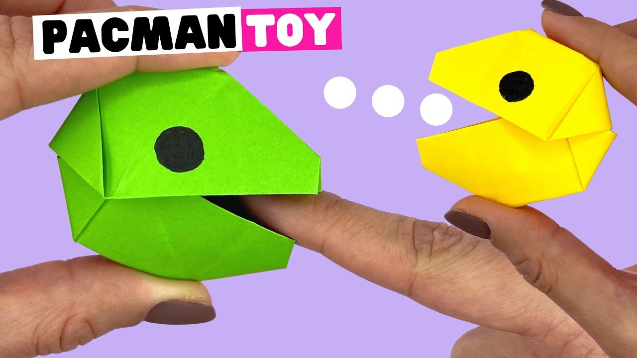 How to make origami Pacman toy EASY. Paper Pacman step by step.