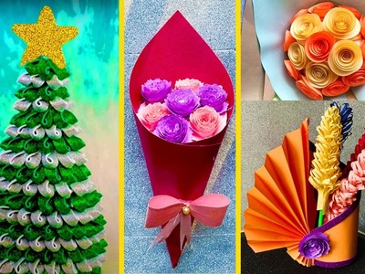 How to make vase.bouquet.Christmas tree.diy.3d paper.diy flower ????. easy.simple and unique.beautiful