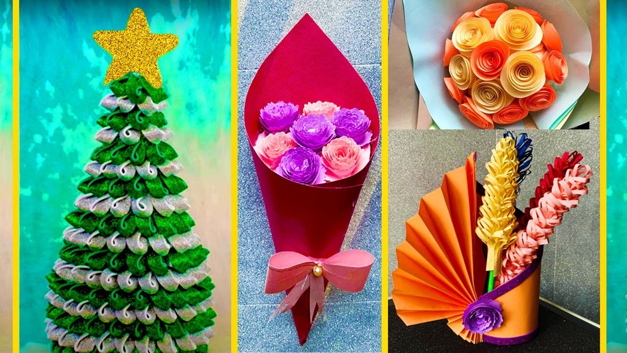 How to make vase.bouquet.Christmas tree.diy.3d paper.diy flower ????. easy.simple and unique.beautiful