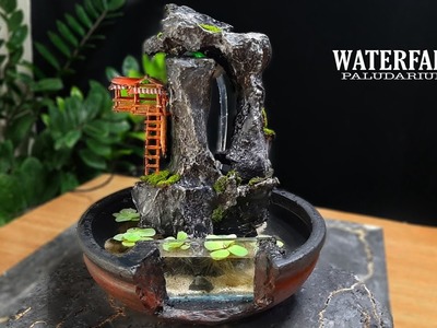 Making Miniature Paludarium Waterfall From Broken Pots With Artificial Stones