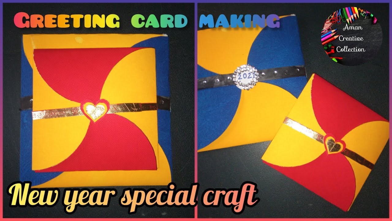 New year greeting card making from wedding card || wedding card craft | @amancreativecollection9807