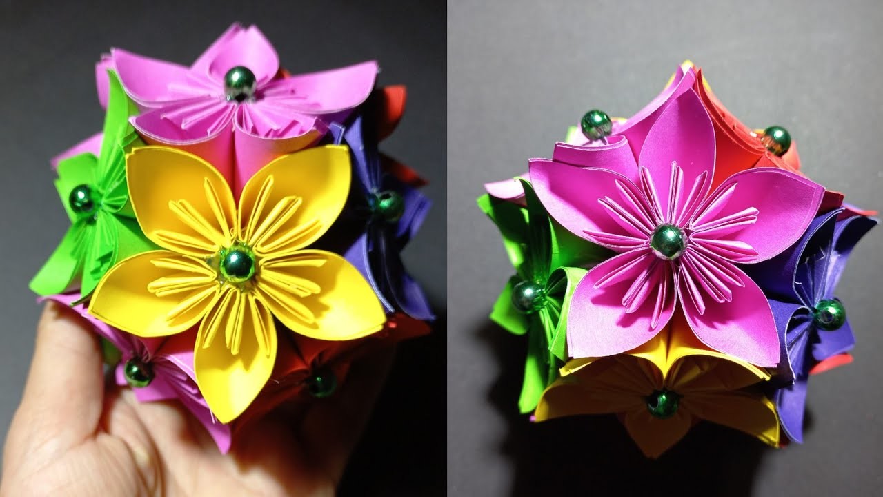 Origami flower || easy origami kusudama flower making