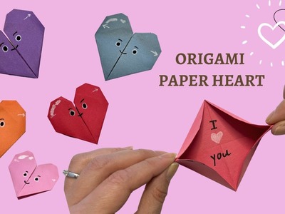 Origami paper heart. DIY Valentine's day gift ideas easy origami heart paper craft