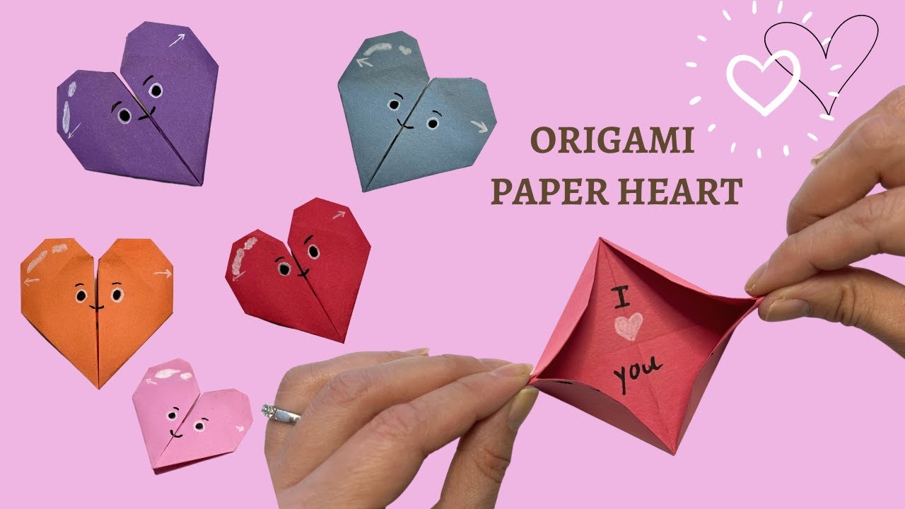 Origami paper heart. DIY Valentine's day gift ideas easy origami heart paper craft