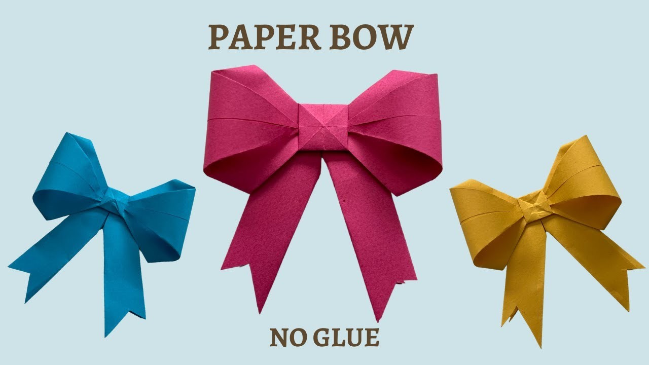 Paper bow DIY how to make an easy paper bow.origami bow paper craft making no glue
