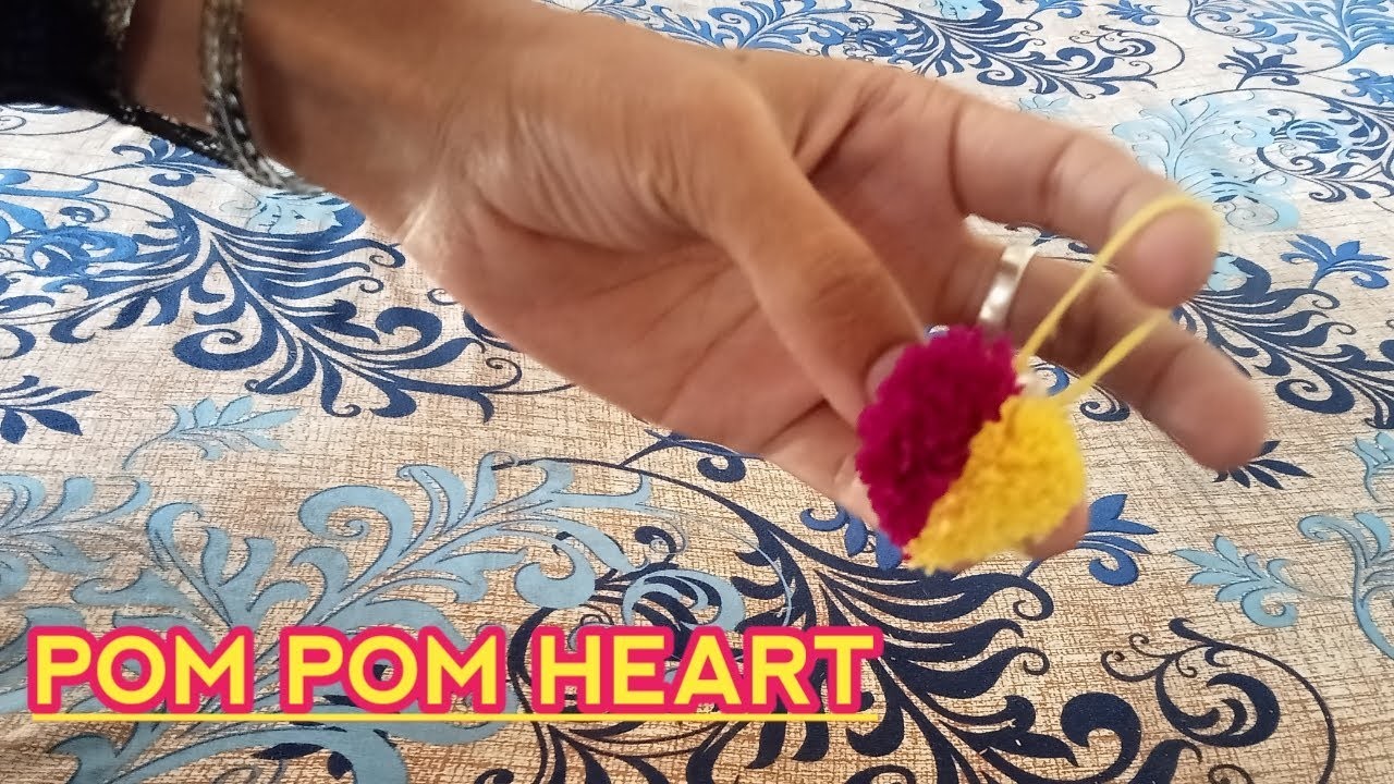 Pom Pom Heart Making With Wool. Heart Shaped Pom Pom. Amazing Craft Ideas With Wool #StylishWorld