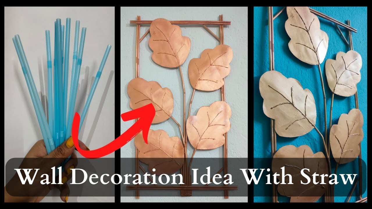 REFLECTIVE WALL DECORATION by STRAW PIPE - A MUST SEE! | Straw Craft | Wall Frame Making |