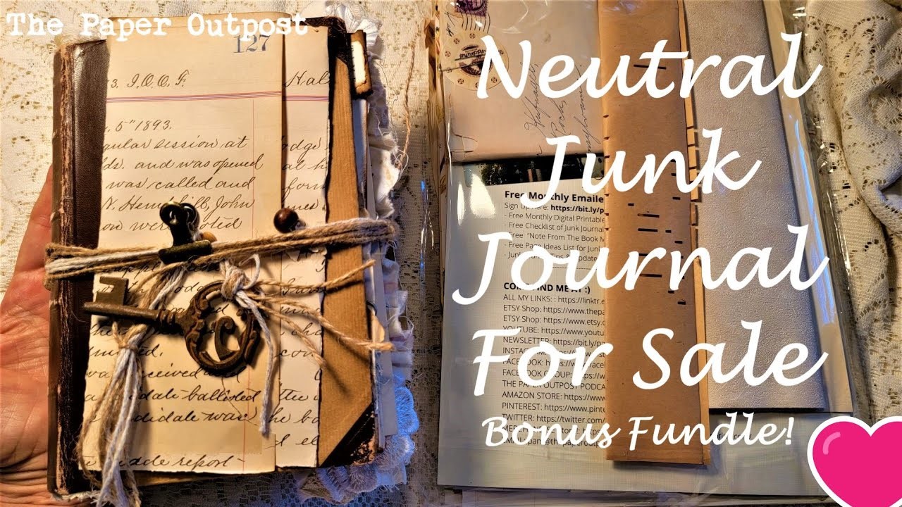 THE "NEUTRAL JOURNAL" PLUS A BONUS FUNDLE - Sold Thank you! Neutral Junk Journal Paper Outpost