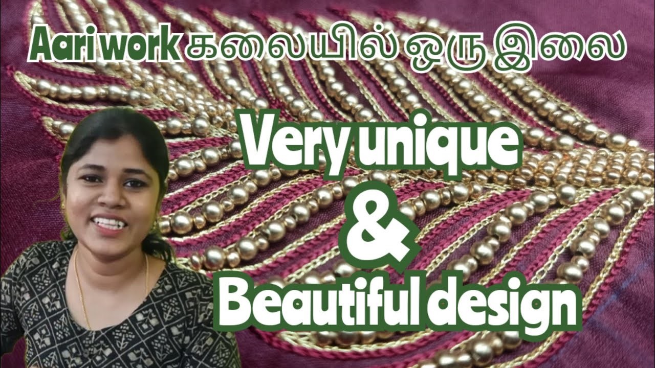 Unique leaf ???? design in aari work blouse.mirror work blouse.beads water filling blouse #aaridesign