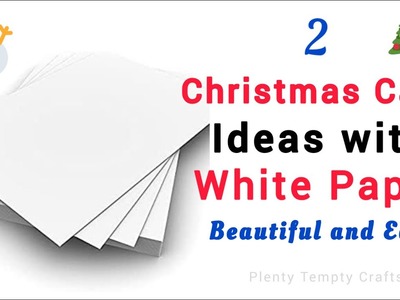 2 Christmas Card Ideas with White paper. Easy Christmas Cards. Handmade Christmas Greeting Cards