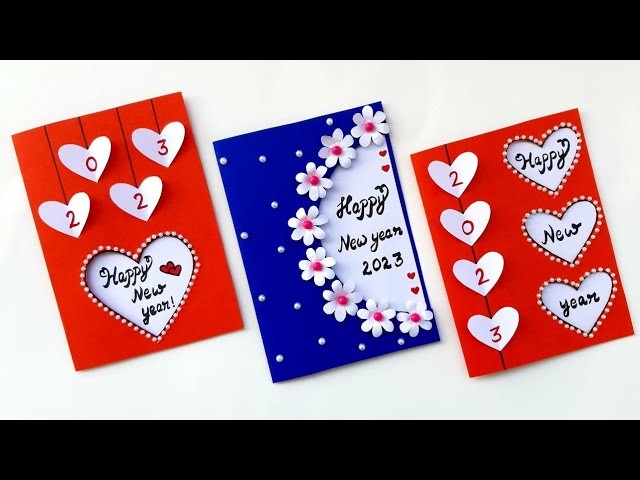 3 DIY New Year Greeting Card 2023.Handmade Happy New year card making idea.How to make greeting card