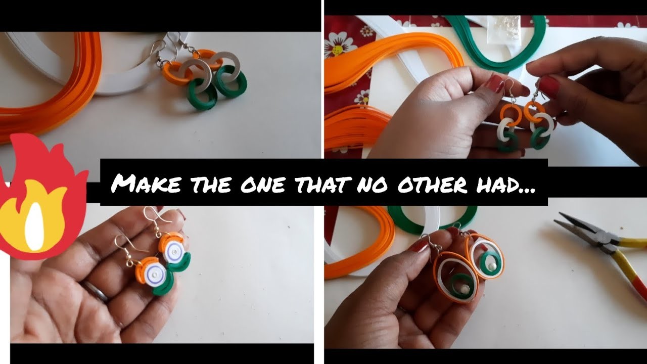 3 Quilled tricolor republic day earrings idea |paper quilling| paper craft |low cost |Handmade