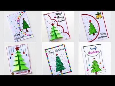 6 Easy & Beautiful white paper christmas Card making|DIY Merry Christmas greeting card|Handmade card