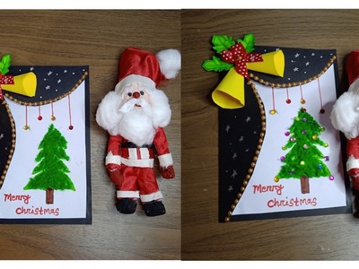 Christmas cards.Handmade Christmas Greeting cards.How to make santa Greeting card